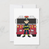 Vuurman met RSVP-kaart met Fire Engine RSVP Kaartje (Voorkant)