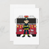 Vuurman met RSVP-kaart met Fire Engine RSVP Kaartje (Voorkant / Achterkant)