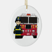 Vuurman met vuurmotorversiering keramisch ornament (Rechts)