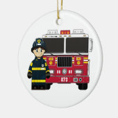 Vuurman met vuurmotorversiering keramisch ornament (Links)