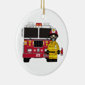 Vuurman met vuurmotorversiering keramisch ornament (Rechts)