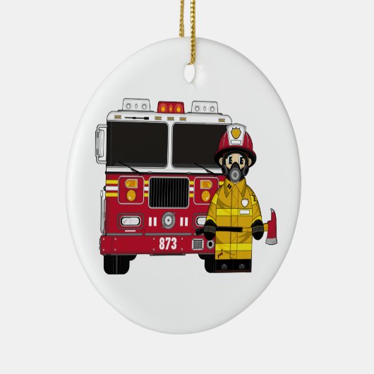 Vuurman met vuurmotorversiering keramisch ornament (Rechts)