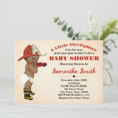 Vuurman op weg naar Afro-Amerikaans Baby shower Kaart (Staand voorkant)