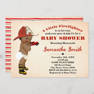 Vuurman op weg naar Afro-Amerikaans Baby shower Kaart