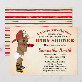 Vuurman op weg naar Afro-Amerikaans Baby shower Kaart