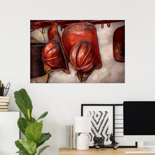 Vuurman - Pet - ouderwetse petten Poster (Thuiskantoor)