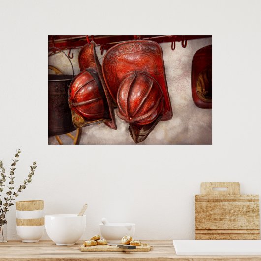 Vuurman - Pet - ouderwetse petten Poster (Keuken)
