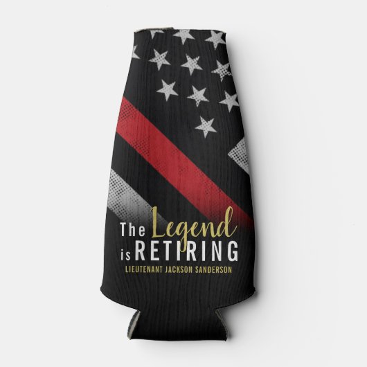 Vuurman Retirement Party Red Line Flag Firefighter Flesjeskoeler (Voorkant)