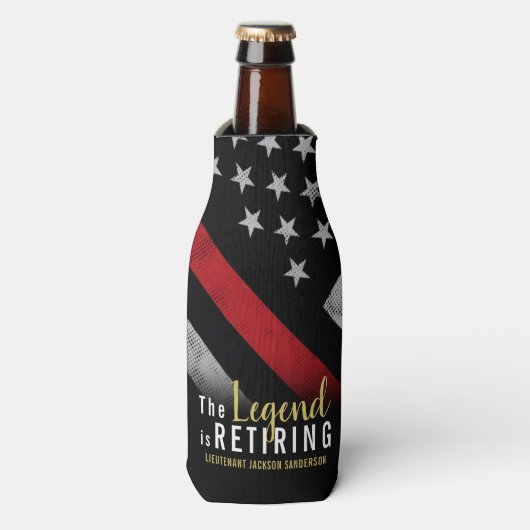 Vuurman Retirement Party Red Line Flag Firefighter Flesjeskoeler (Fles Voorkant)
