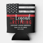 Vuurman Retirement Thin Red Line Flag Firefighter Blikjeskoeler (Achterkant)