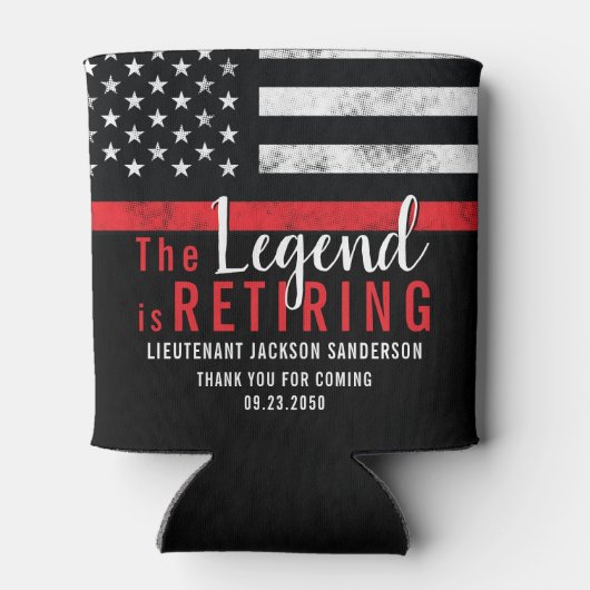 Vuurman Retirement Thin Red Line Flag Firefighter Blikjeskoeler (Achterkant)