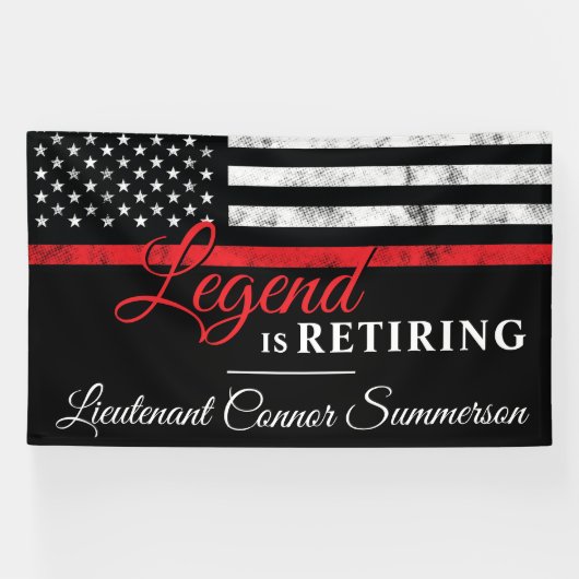 Vuurman Retirement Thin Red Line Flag Firefighter Spandoek (Horizontaal)