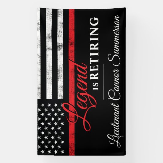 Vuurman Retirement Thin Red Line Flag Firefighter Spandoek (Verticaal)