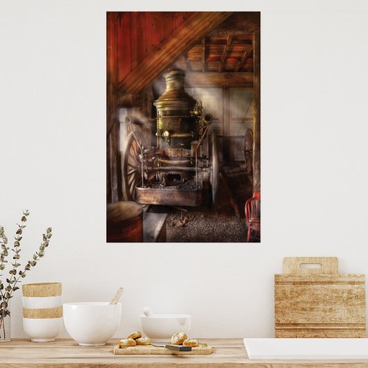 Vuurman - stoompomp poster (Keuken)