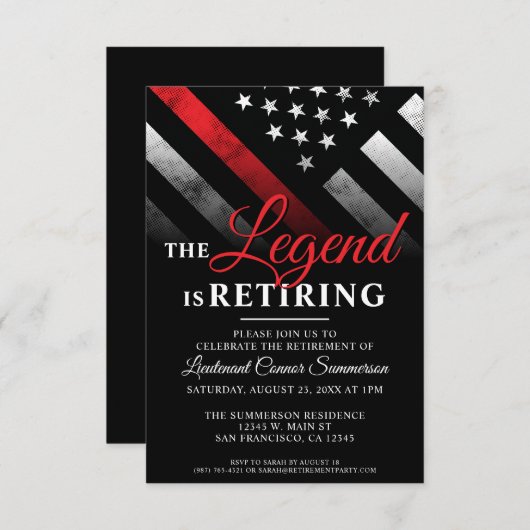 Vuurman Thin Red Line Firefighter Retirement Party Kaart (Voorkant / Achterkant)