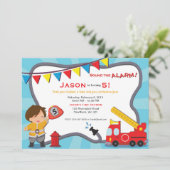 Vuurman Uitnodiging/Brandweerwagen Kaart (Staand voorkant)