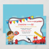 Vuurman Uitnodiging/Brandweerwagen Kaart (Voorkant / Achterkant)