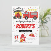 Vuurman verjaardagsfeest Uitnodiging (Staand voorkant)