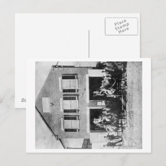 Vuurmannen met apparatuur buiten Firehouse Briefkaart (Voorkant / Achterkant)