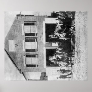 Vuurmannen met apparatuur buiten Firehouse Poster