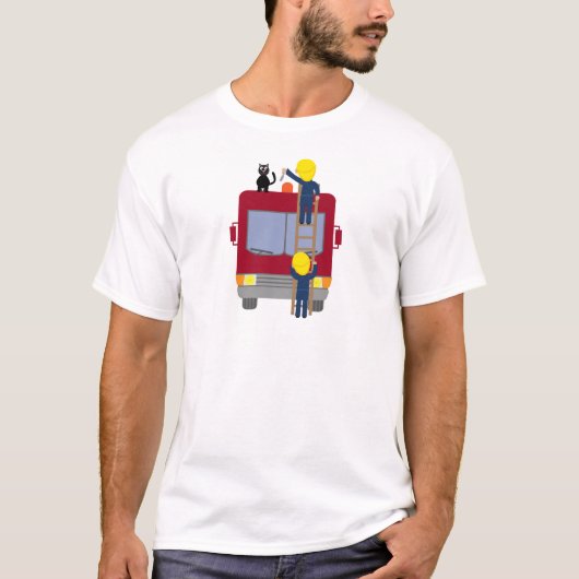 Vuurmannen redden T-shirt kat (Voorkant)