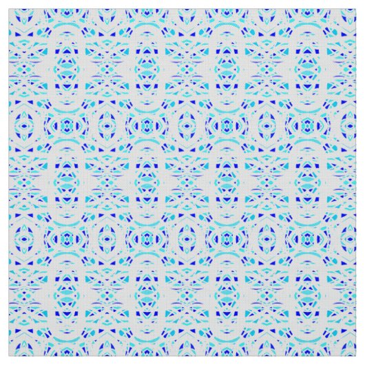 Vuurmerk blauw wit abstract gouachekunst stof (Swatch)