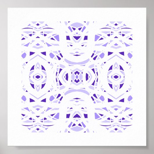 Vuurmerk Paarse Witte Abstracte Gouachekunst Poster (Voorkant)