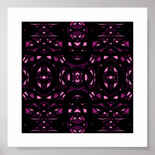 Vuurmerk Roze Zwarte Abstracte Gouachekunst Poster