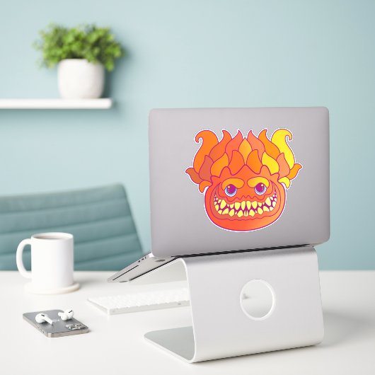 Vuurmonster Sticker (Laptop op bureau)