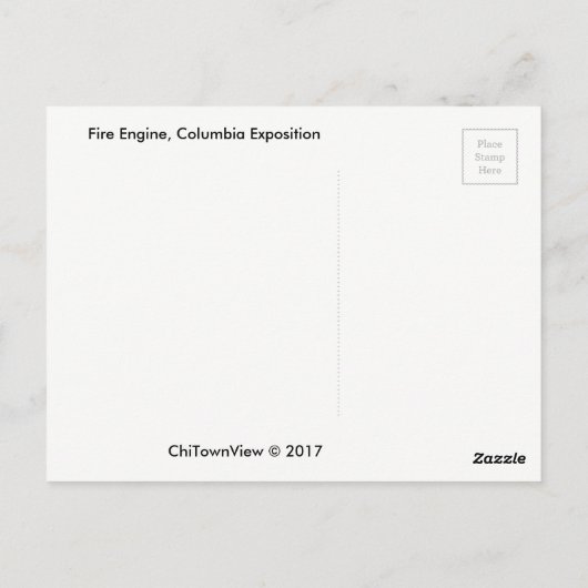 vuurmotor, Columbia Exposition in Chicago Briefkaart (Achterkant)