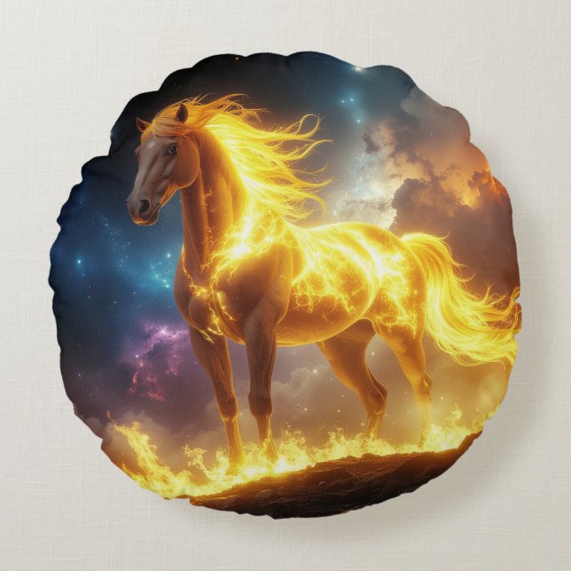 Vuurpaard - 2026 - Chinese Dierenriem Rond Kussen (Voorkant)