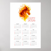 Vuurpaard 2026 Muurkalender Poster (Voorkant)