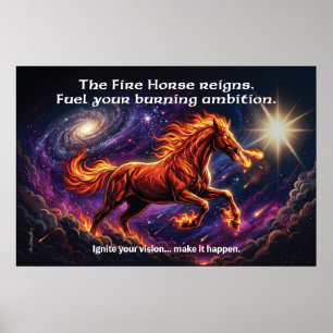 Vuurpaard "Brandende ambitie" muurposter Poster