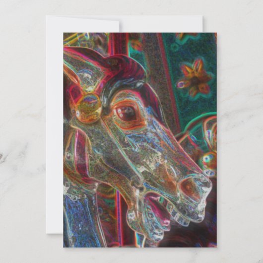 Vuurpaard Draaimolen Fantasie Kunst Feest Kaart (Achterkant)