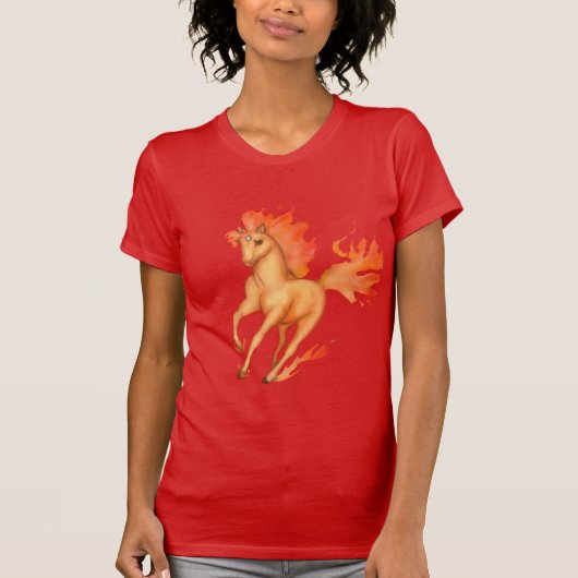 Vuurpaard Fantasie Kunst T-Shirt (Voorkant)