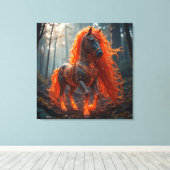 🐴🔥 Vuurpaard Fantasie Rode Manen Canvas Afdruk (Insitu (Houten vloer))