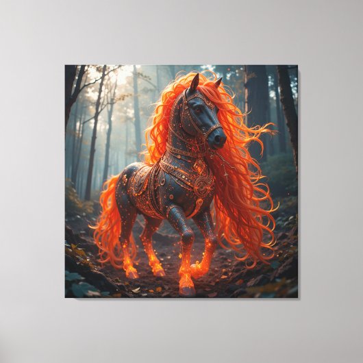 🐴🔥 Vuurpaard Fantasie Rode Manen Canvas Afdruk (Voorkant)