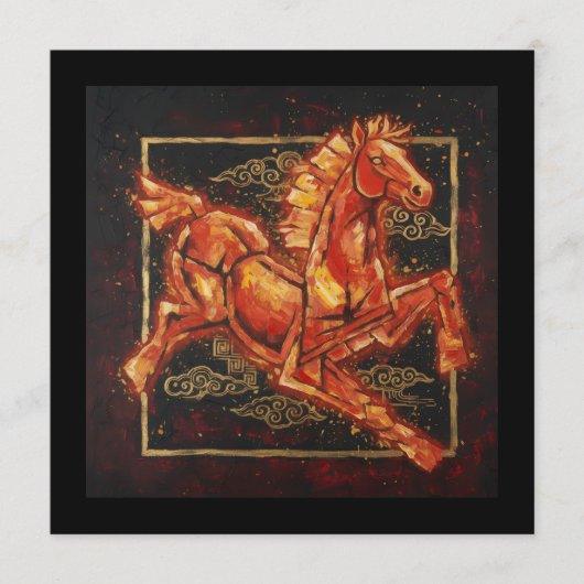 Vuurpaard Feestdagenkaart (Voorkant)