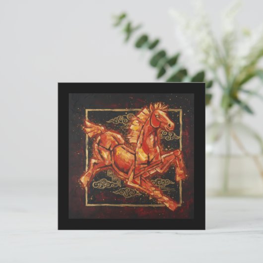 Vuurpaard Feestdagenkaart (Staand voorkant)