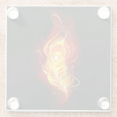 Vuurpacock Veer Glazen Onderzetter (Achterkant)