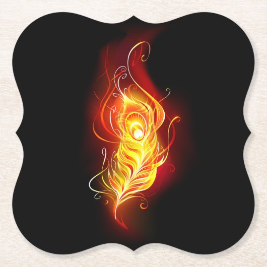 Vuurpacock Veer Kartonnen Onderzetters (Voorkant)