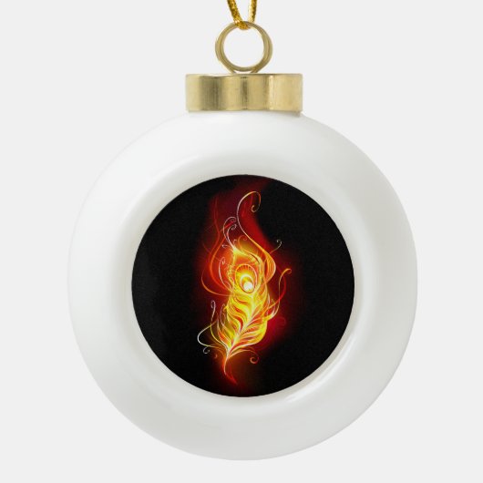 Vuurpacock Veer Keramische Bal Ornament (Voorkant)