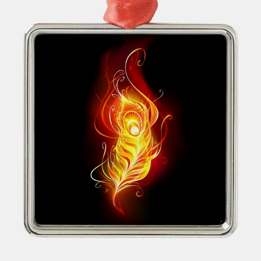 Vuurpacock Veer Metalen Ornament (Voorkant)