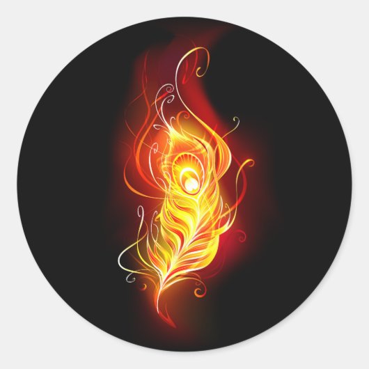 Vuurpacock Veer Ronde Sticker (Voorkant)