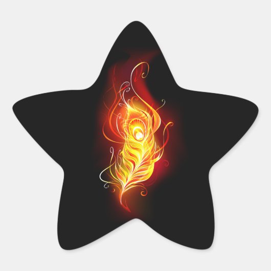 Vuurpacock Veer Ster Sticker (Voorkant)