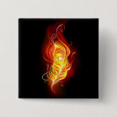 Vuurpacock Veer Vierkante Button 5,1 Cm (Voorkant)