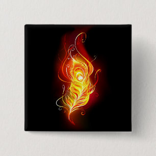 Vuurpacock Veer Vierkante Button 5,1 Cm