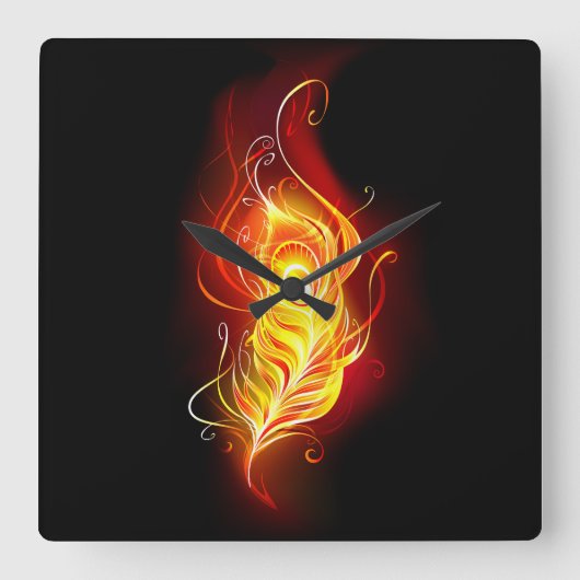 Vuurpacock Veer Vierkante Klok (Voorkant)