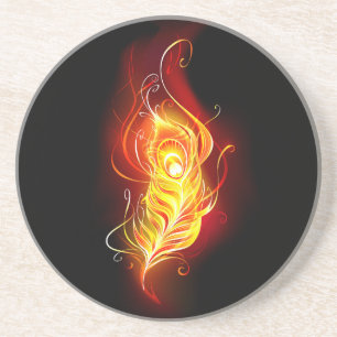 Vuurpacock Veer Zandsteen Onderzetter