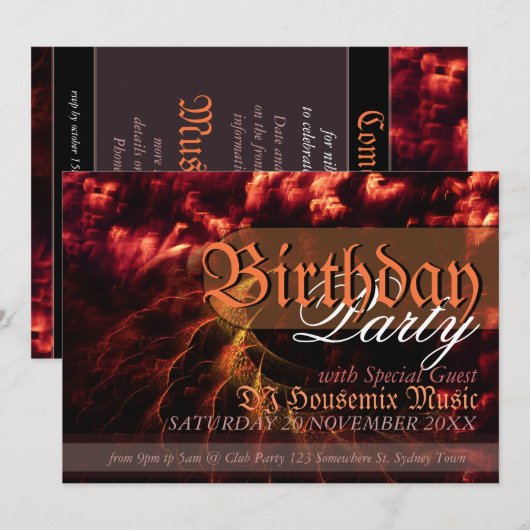 Vuurpassie Waves - kunstuitnodiging op Birthday Kaart (Voorkant / Achterkant)